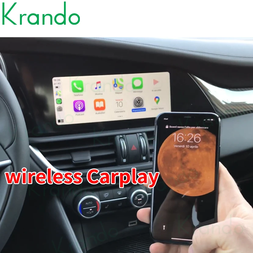 Krando Upgrade Wireless Carplay Interface Box For Alfa Romeo Giulia 952 Alfa Romeo Stelvio 2015-2019 Android Auto