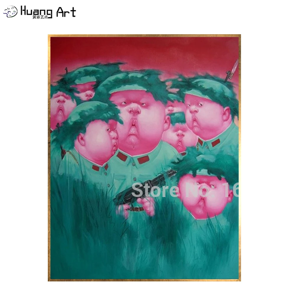 Skills Artist Hand-painted Fat Man Portrait Oil Painting On Canvas Handmade Funny Fat Man Soldier Oil Painting For Decorative