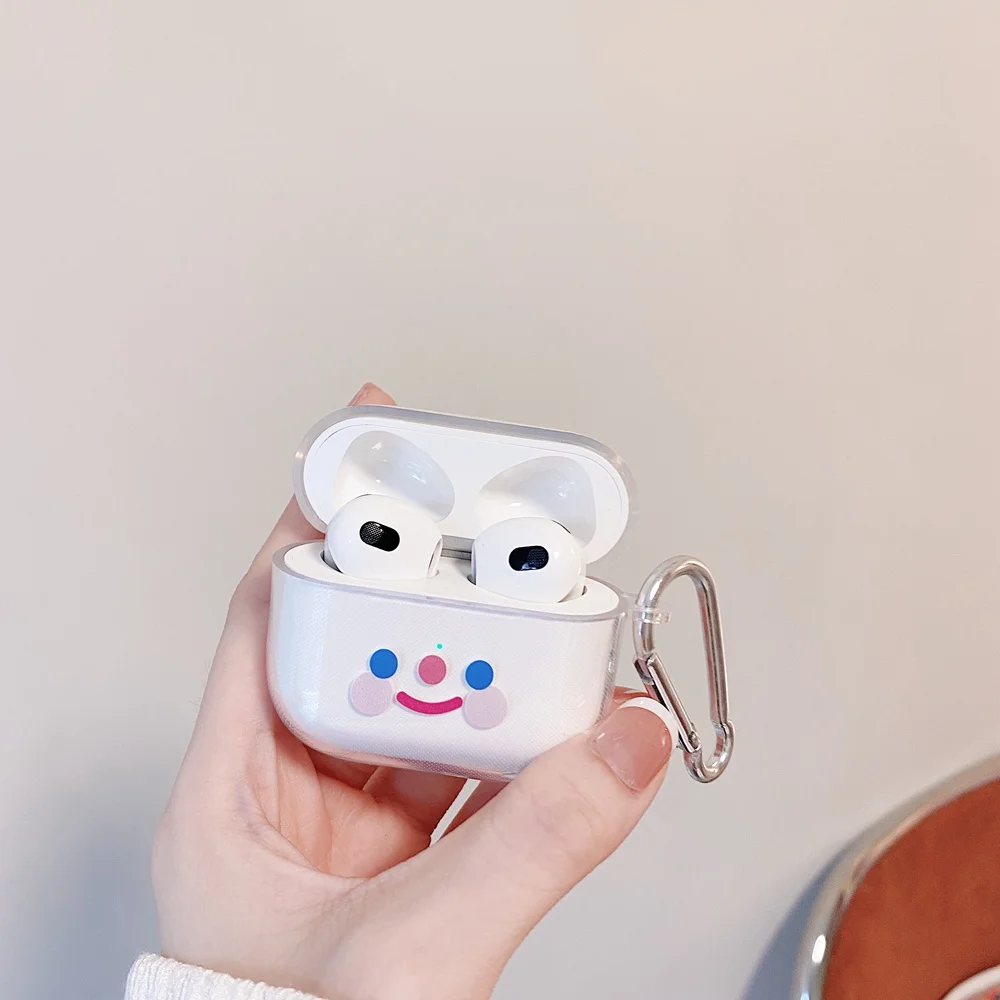 Caso sorriso para AirPods, fones de ouvido sem fio Bluetooth, capa macia transparente, AirPods Pro 2 1, 3