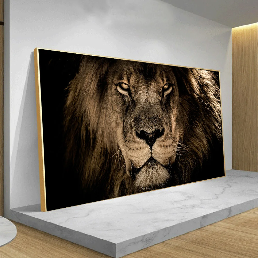 

African Large Lion leopard Animals Face Canvas Paintings Wall Art Posters And Prints Animals Lions Art Pictures For Living Room