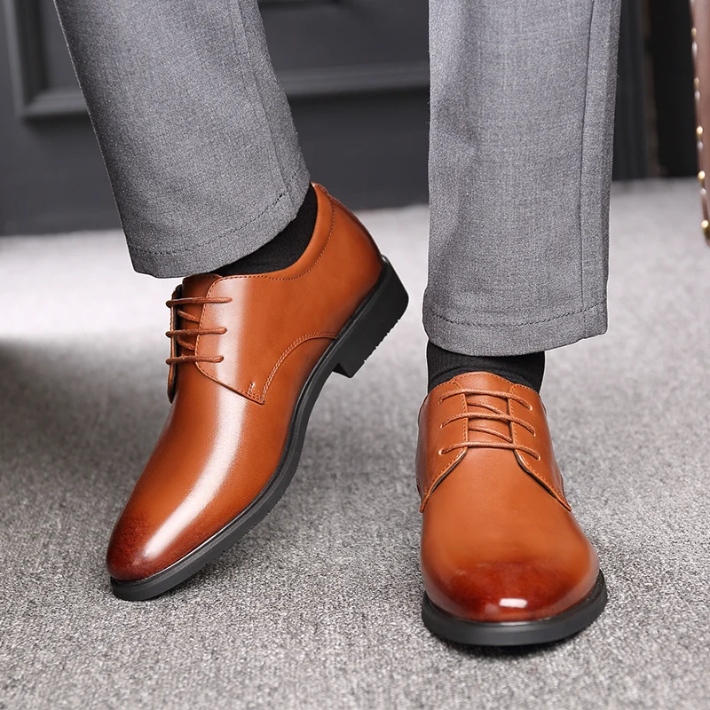 2025 New Men\'s Quality Cowhide Leather Shoes British Business Extra Size 38-47 Soft Leather Man Split Leather Dress Shoes