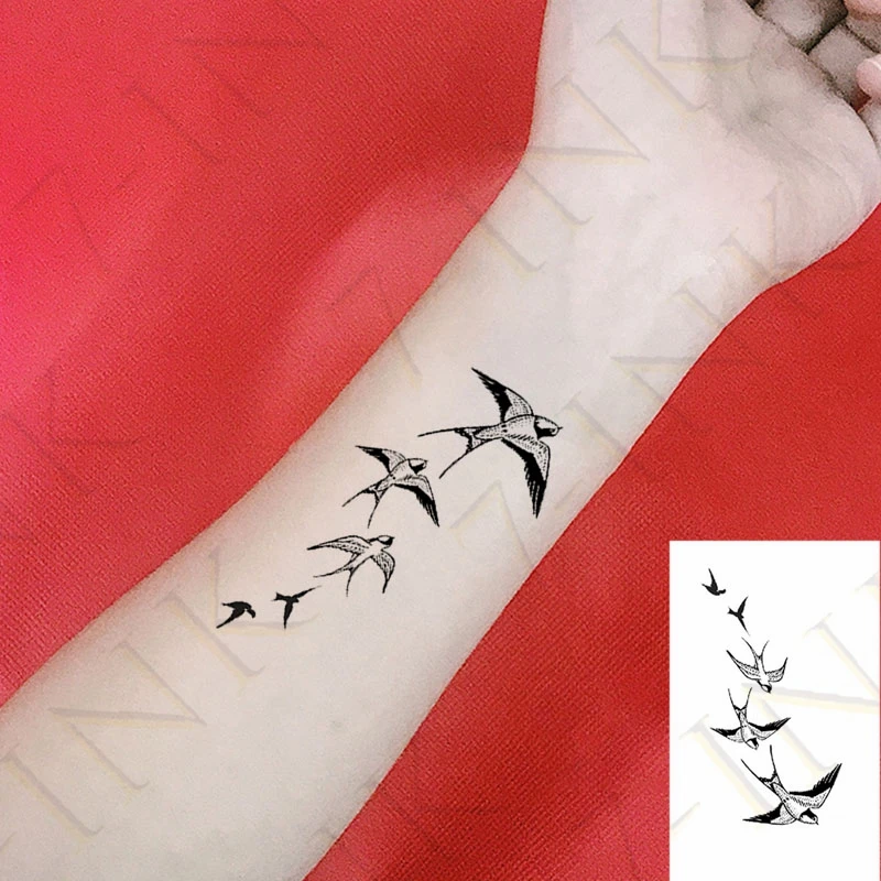 

Waterproof Temporary Tattoo Animal Swallow Bird Butterfly Flower Art Tatto Water Transfer Fake Flash Tatoo For Man Woman Kids