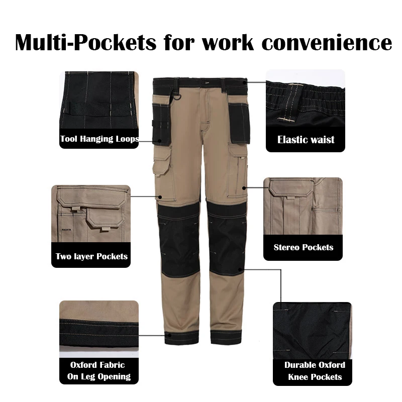 Men Cargo Lightweight Work Pant Outdoor Breathable Comfort Hiking Pants Knee Pads Fit Tactical Combat Army Cargo Work Trousers