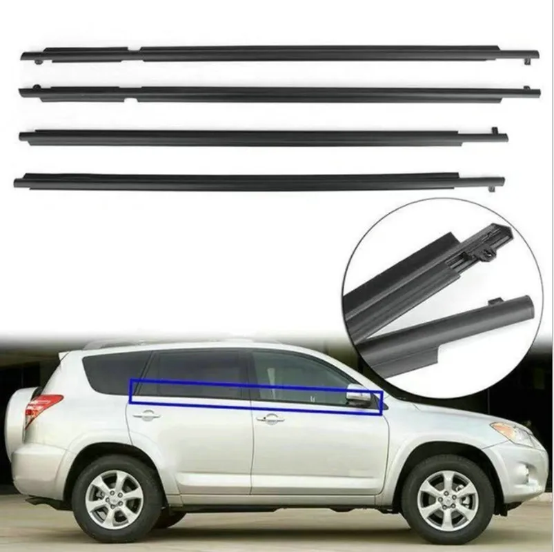 

4pcs Car Weatherstrip Window Moulding Trim Seal Belt For Toyota RAV4 2007-2012/ 2013-2018 / 2pcs 97cm 2pcs 90cm No Fit EU Car