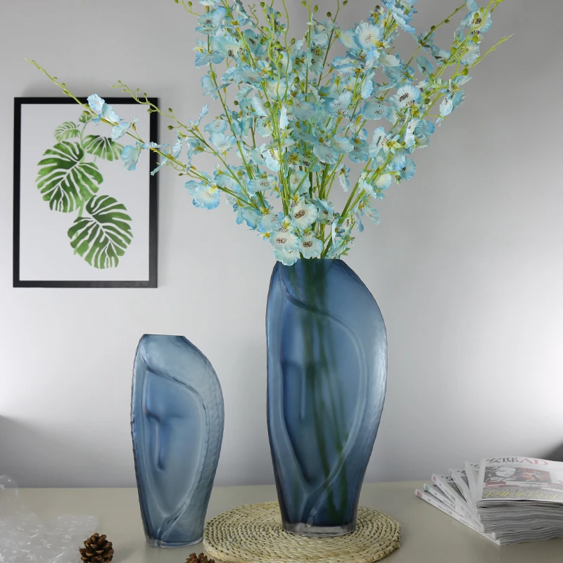 Nodic beauty face Blue Glass Vase terrarium colored for room decoration home decor Tabletop vases flowers Styling of mermaid