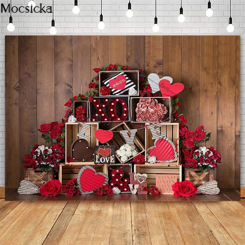 MOCSICKA-Décors de photographie de la journée de Léon, décor d'amour d'ours rose, accessoires de photo Smash de gâteau d'enfants, fond de stand de studio