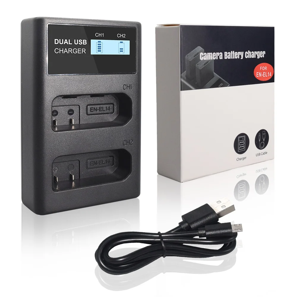 PALO EN-EL14 EN EL14 EN-EL14a Camera Battery Charger LCD Dual Charger for Nikon P7800 P7100 D3400 D5300 D5200 D3200 D3300