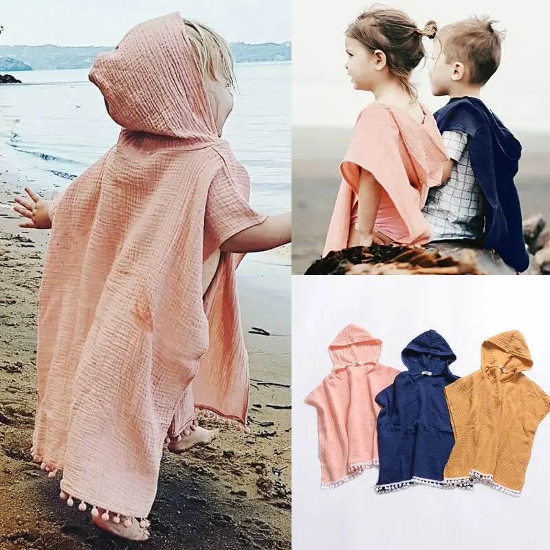 

Pudcoco US Stock Fashion Toddler Kids Baby Girl Boho Long Cardigan Dress Cape Beach Cover Up Hooded Top Blouse