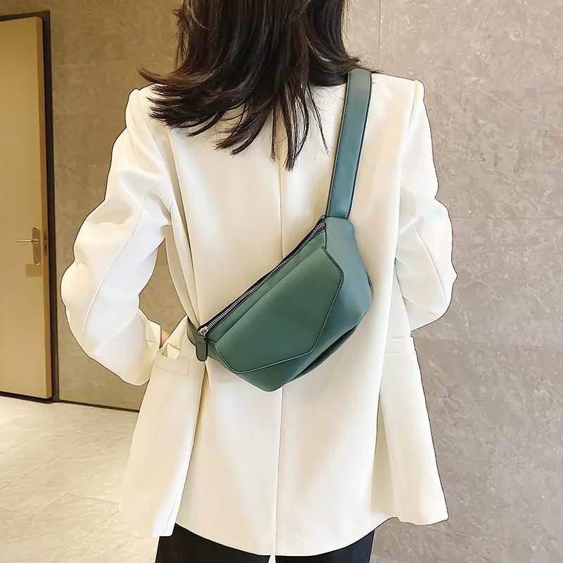 Casual Waist Bags For Women Leather Shoulder Bag Travel Small Chest Bag Women Fanny Pack Belt Purses Female  Solid Color