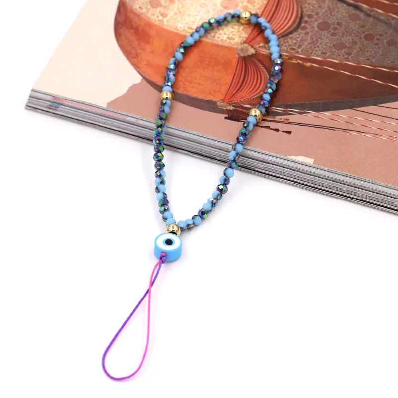 Neue Mode Schmuck Telefon Kette Zubehör Bunte Kristall Evil Eye Charm Lanyard Gurt – Detail 7