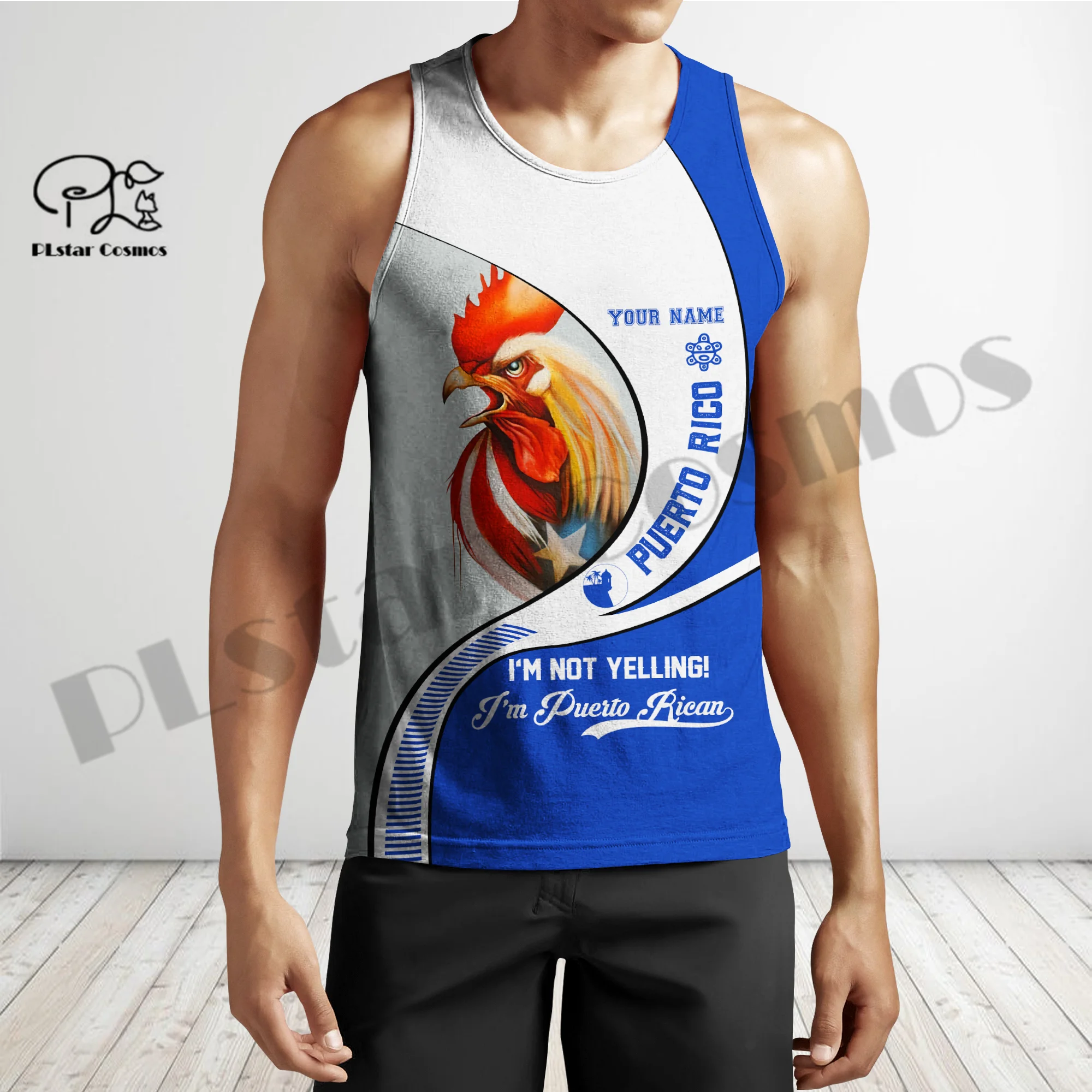 PLstar Cosmos 3DPrinted Newfashion Rooster Custom Name Harajuku Casual Tank Top Vest Unique Unisex Men/Women Sleeveless Style-1