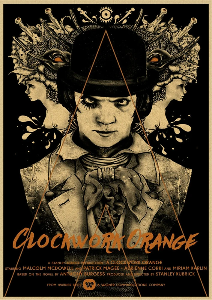 Classic Movie A Clockwork Orange Poster Home Furnishing decoration Kraft Movie Poster Drawing Wall stickers decorative painting