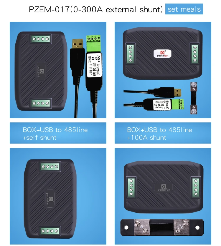 Peacefair PZEM-017 12V 300V 200A Voltmeter Amperemeter RS485 Modbus Volt Amp Strom Power Energie Auto Spannung Detektor mit USB – Detail 4
