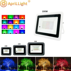 RGB Led Flood Light 100W 50W 30W 20W AC 110V/220V IP68กันน้ำกลางแจ้ง Led RGB Spotlight Reflector โคมไฟภูมิทัศน์แสง