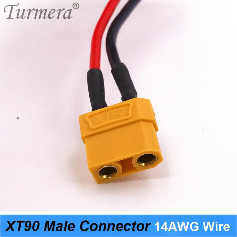 Turmera-conector macho XT90, cable de silicona 14AWG para batería 18650, longitud de aproximadamente 15cm