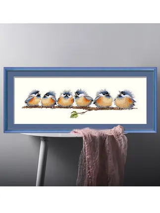 Needlework cross stitch embroidery kit,a line of colorful birds family cross-stitch handwork painting gift