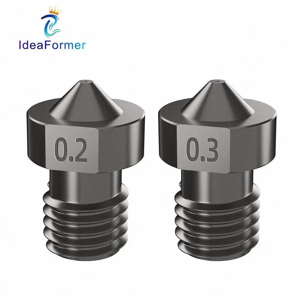 Buse d'imprimante 3D V6 en acier trempé, Filament M6 0.2/0.4/0.6/0.8/1mm 1.75mm pour extrudeuse Ender 3 Hotend Titan Prusa i3 MK3