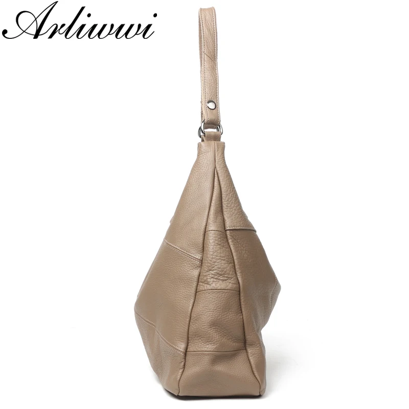 Arliwwi Brand Designer Large Capacity Women\'s Genuine Leather Bags Handbags Soft Real Cow Leather Patchwork Shoulder Bag New G16