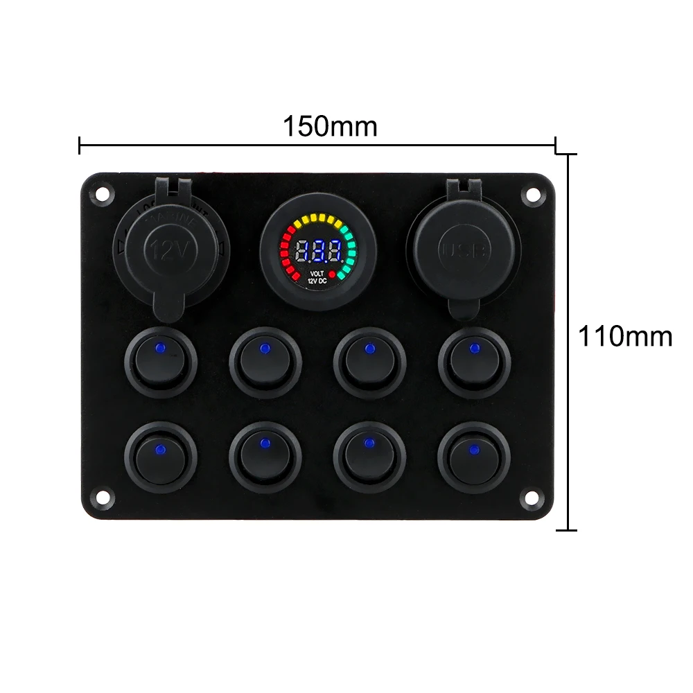 Panel przełączników 24 V 12 V 8 przycisków Ładowarki USB Wyłącznik światła Przełącznik 15 A Bezpiecznik Łopatka Akcesoria Do Samochodu Ciężarówki Łódź Przyczepa kempingowa