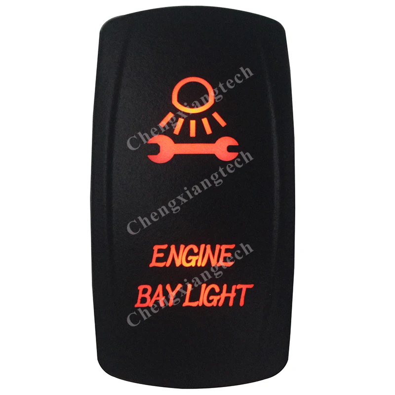 

Marine Grade Waterproof IP68 ENGINE BAY LIGHT Rocker Switch Orange Led 5 Pin ON/OFF SPST DC12V 24V Boat Rocker Switch