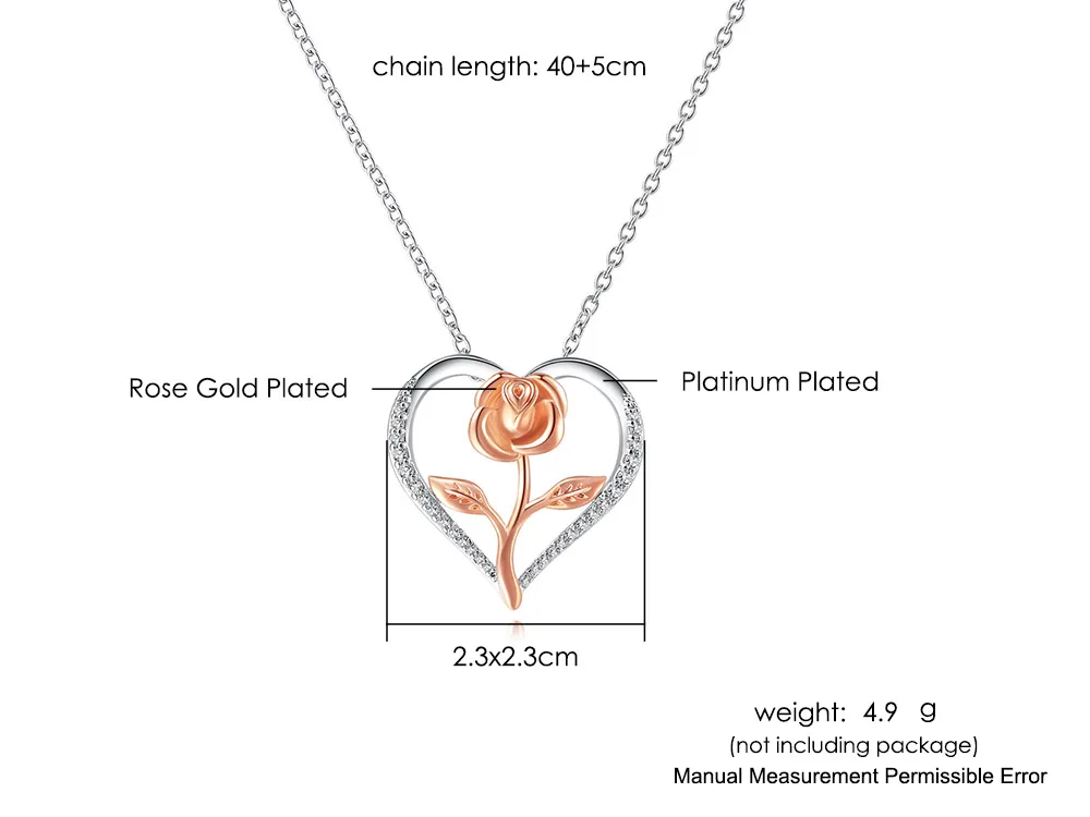 Exquisite romantische Rosen-Anhänger-Halsketten für Damen, eleganter Schmuck für Bankette, Accessoires für Hochzeit und Valentinstag. – Detail 8