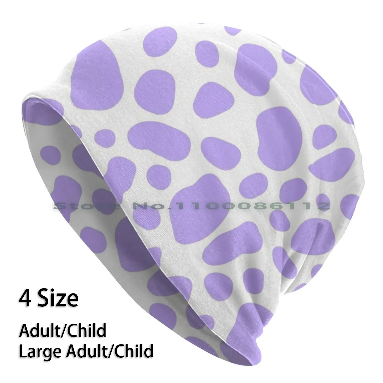 Purple Dot Print Beanies Knit Hat Cow Animal Polka Dots Dalmatian Spots Red Trendy Cute Purple Brimless Knitted Hat Skullcap