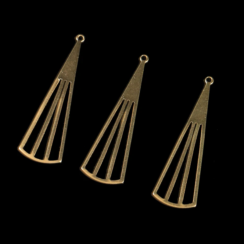 DIY Brass Jewelry Accessories Single Pendant Hollow Triangle Fashion Pendant Fan Shape Earring Necklace Bracelet Pendant