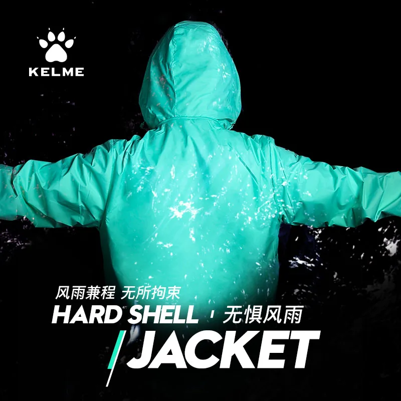 KELME Men\'s Training Jacket Kid Football Sports Running Jacket Hidden Hoodie Windproof Waterproof  Outdoor Tracksuit 3803241