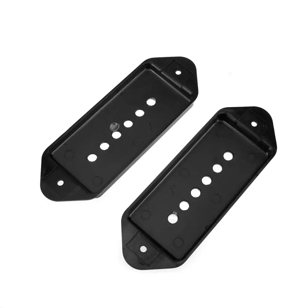 Musiclily Pro 49.2mm P90 Dog Ear Short/Low Neck Position Pickup Covers for USA Gibson/Vintage Style Epiphone, Black (Set of 2)