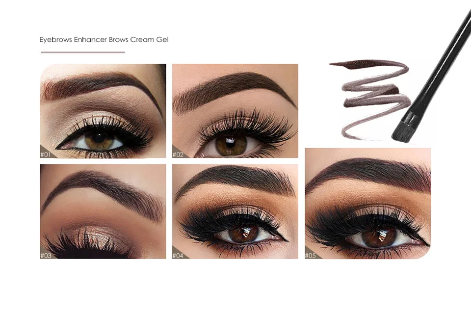 Nowy Profesjonalny 4 Kolory Tint do Brwi Wodoodporny Pomada w Żelu Długotrwały Efekt 3D Naturalny Brązowy Krem Podkreślający Brwi 16061