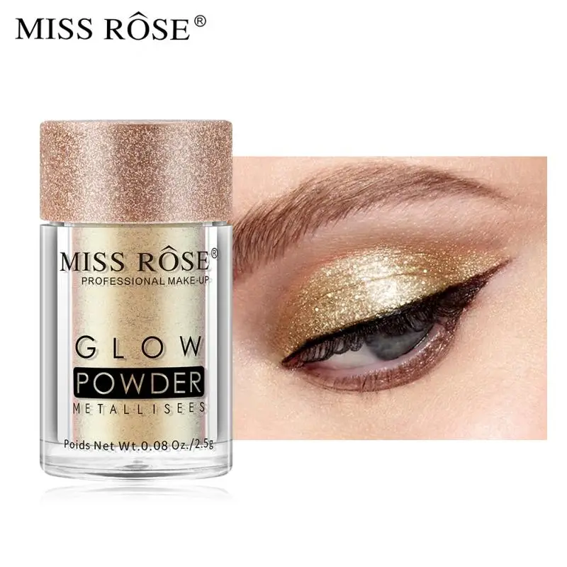 MISS ROSE 1pcs New Shimmer Eye Shadow Powder Makeup Pigment Waterproof Glitter Eyeshadow 3D Metallic Eyes Powder Cosmetics TSLM1