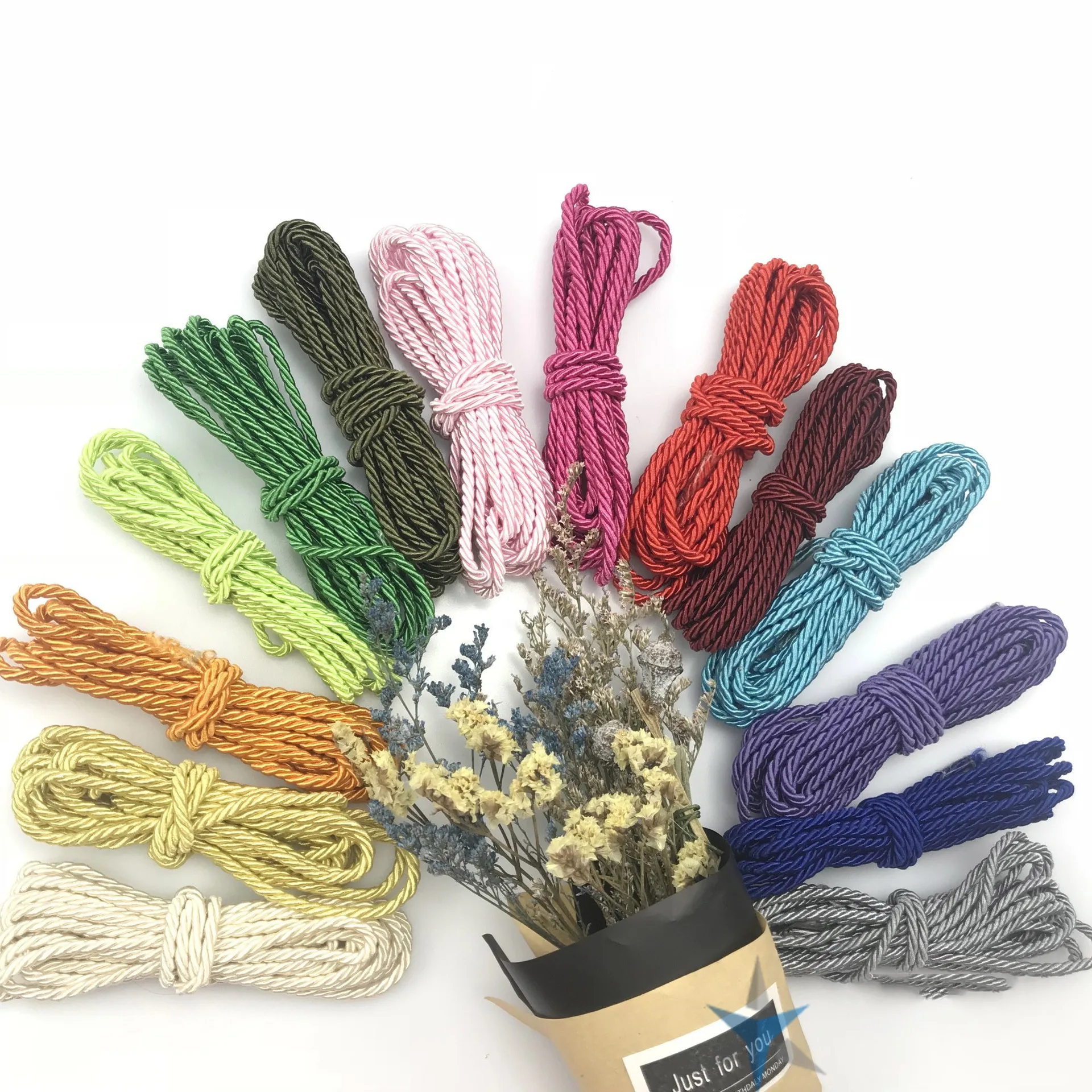 10yards/Lot 5mm 3-Strand Paracord Rope Polypropylene Rope For Home Decoration Accessories DIY Handmade Home Textile Decoration