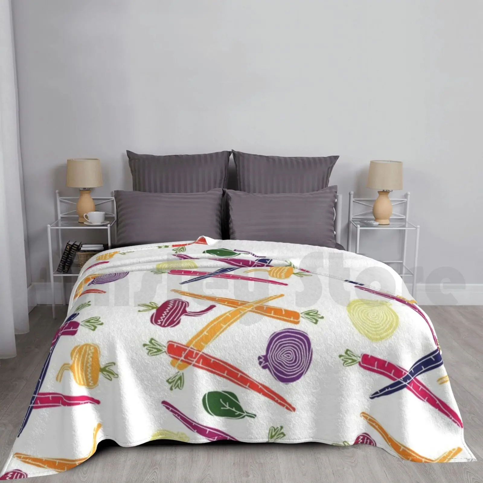 Colorful Farmers Market Garden Medley Blanket For Sofa Bed Travel Beets Golden Beets Garden Gardening