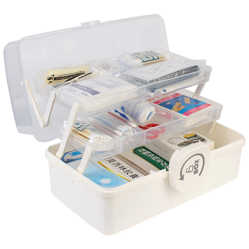 Folding Medicine Chest Storage Drawer Sundries Organizer Storage Box First Aid Kit Plastic Tier Medicine Boxes Large Capacity