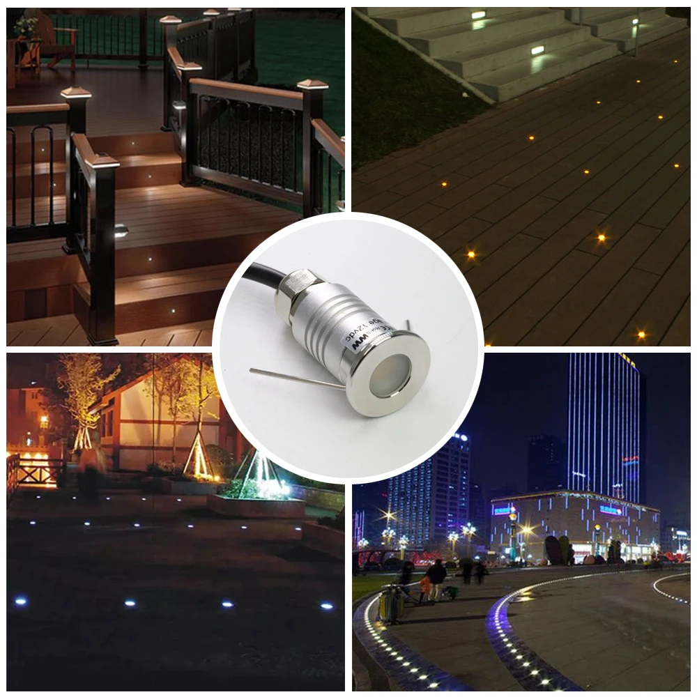 1W Mini LED Underground Light IP67 Waterproof Inground Lamp 12V Outdoor Ground Spot Landscape Garden Deck Stair Buried Lighting