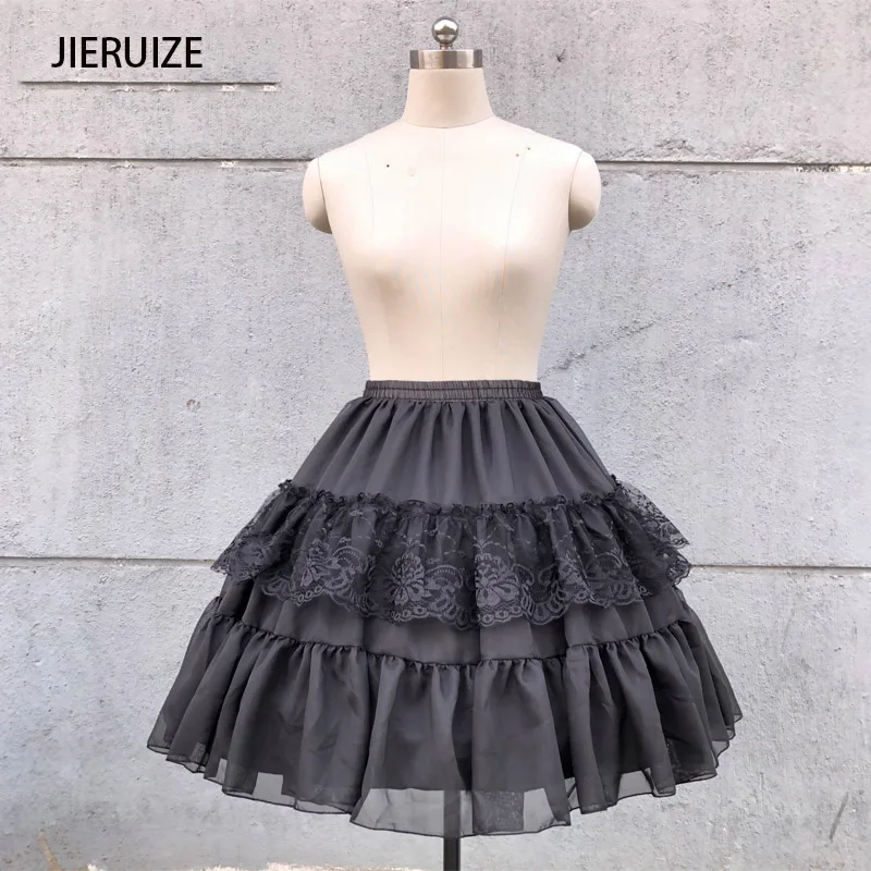 JIERUIZE – jupon Lolita en mousseline de soie et dentelle, robe de bal Cosplay, jupe Tutu de Ballet Rockabilly Crinoline