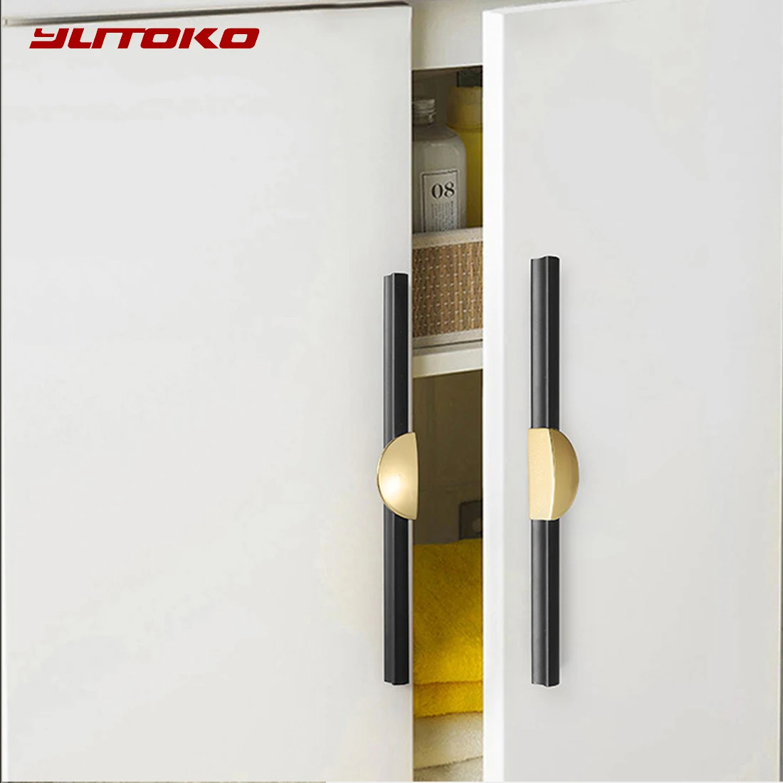 YUTOKO-Aluminum Alloy Longo Móveis Handle, Cabinet Kitchen Handles, Armário Porta Puxa, Preto Gaveta Puxadores, Hardware Ouro, 1000 milímetros