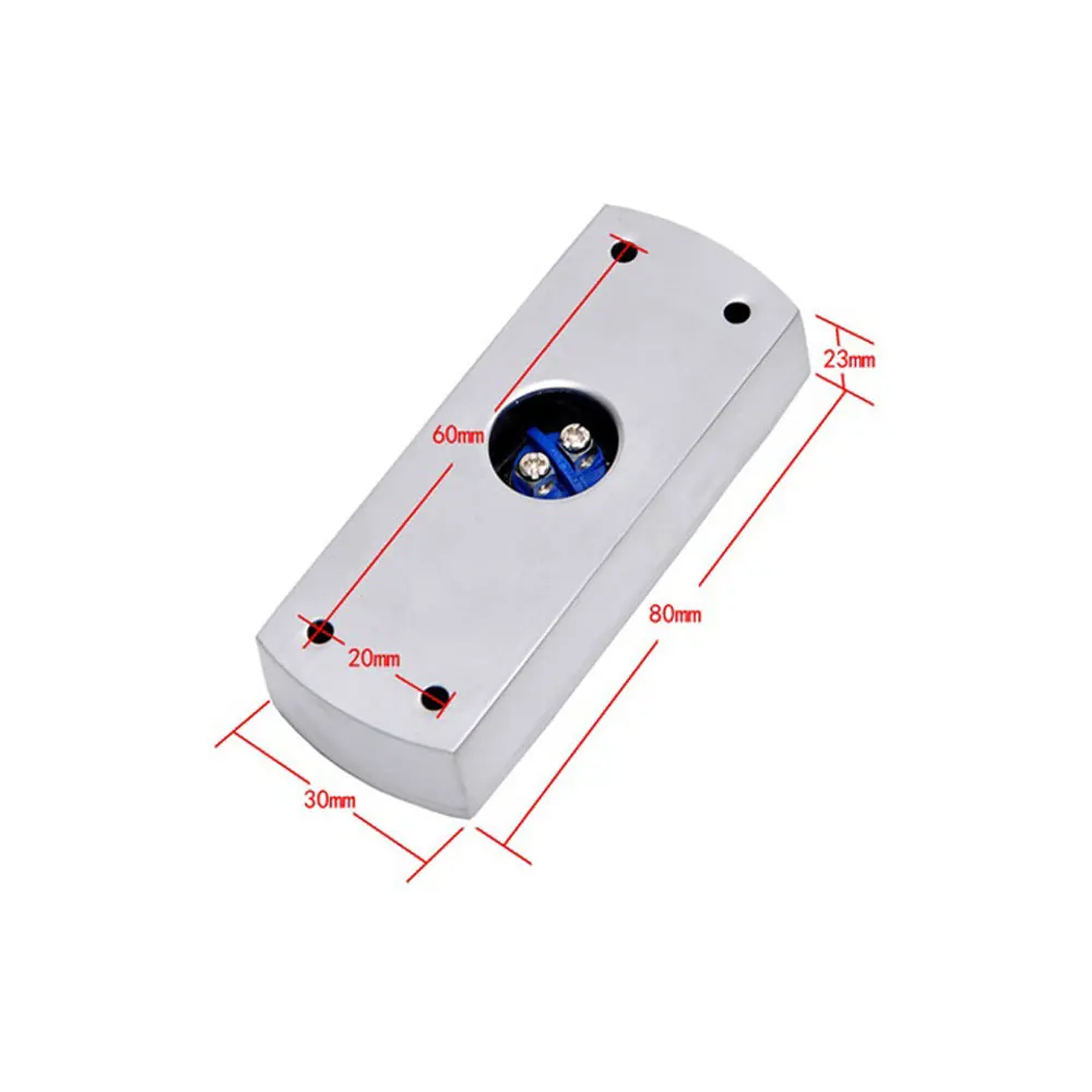 Botón de salida de metal de 5 piezas con caja inferior para control de acceso Material de aleación de aluminio Dimensiones: 80Lx30Wx23H(Mm)