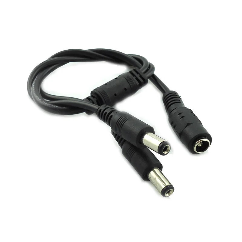 Cable de enchufe divisor de 12V CC, adaptador de toma de corriente para lámpara de tira Led de cámara CCTV, 1 hembra a 2 macho, 5,5x2,1mm, 2 piezas