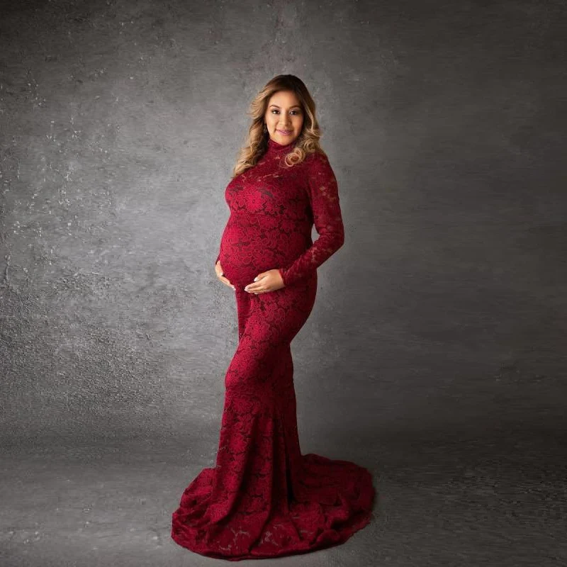 Baby Shower Lace Maternity Dresses For Photo Shoot Long Fancy Pregnancy Dress Elegence Pregnant Women Maxi Gown Photography Prop