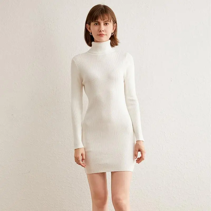 MRMT 2024 Brand New Turtleneck Women's Dresses Slim-Fit Solid Color Women Dress Tight-Fitting Knitted Bag Hip Woman Dress