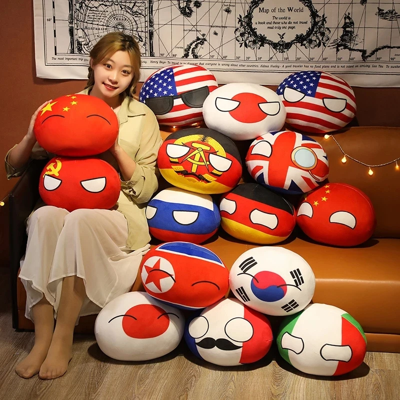 10/30/40cm Cute Polandball Plush Toys Stuffed Soft Anime Country Ball Plush Pillow Cosplay National Flag Gift for Kids