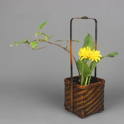 Handmade Bamboo Weaving Flower Ware, Chinese Antique Flower Arrangement, Flower Basket, Tea Ceremony Ornaments