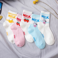 Women Socks Funny Cow Print White Cartoon Calcetines Cozy Harajuku Skarpetki Damskie Cute Animal Chaussettes Kawaii Happy Sock