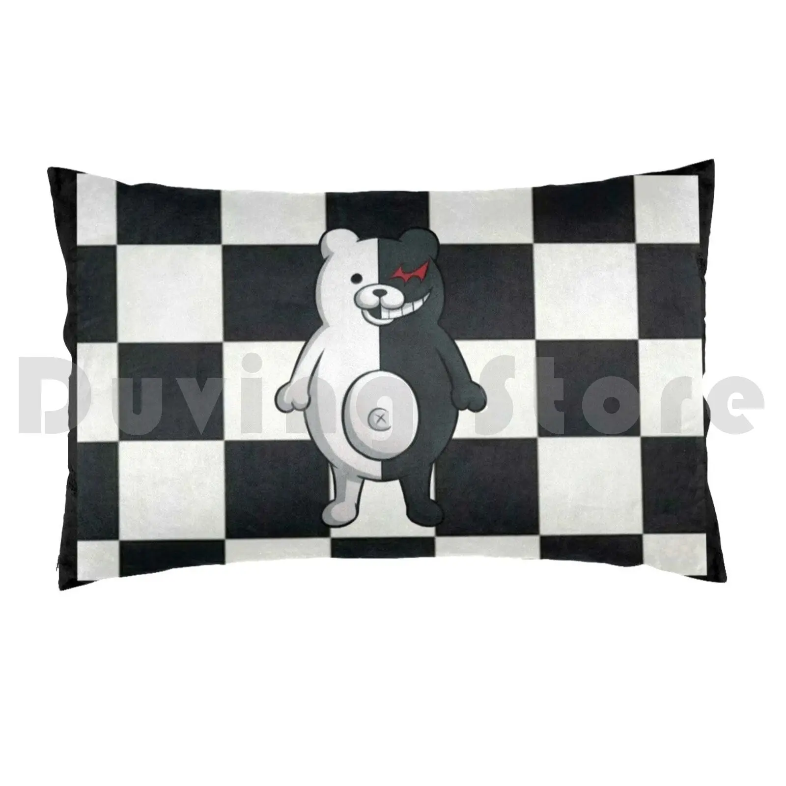 Danganronpa Monokuma Pillow Case DIY 50*70 Black And White Checkered Black And White Check Board Checkered