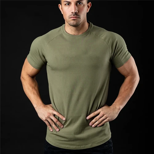 Imagen 2 del producto Camiseta lisa para hombre, nuevas camisetas a la moda, camiseta de manga corta de algodón de verano, ropa de gimnasio para hombre, camisetas deportivas informales