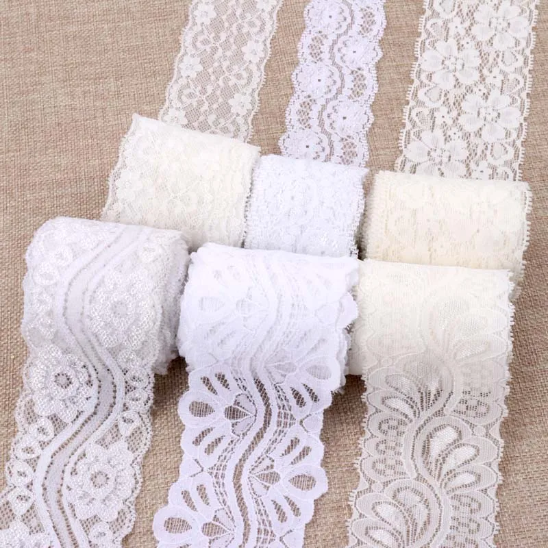 24 design High Quanlity Net Lace Trim Wide Embroidered White Lace Ribbon For DIY Craft 1 yard