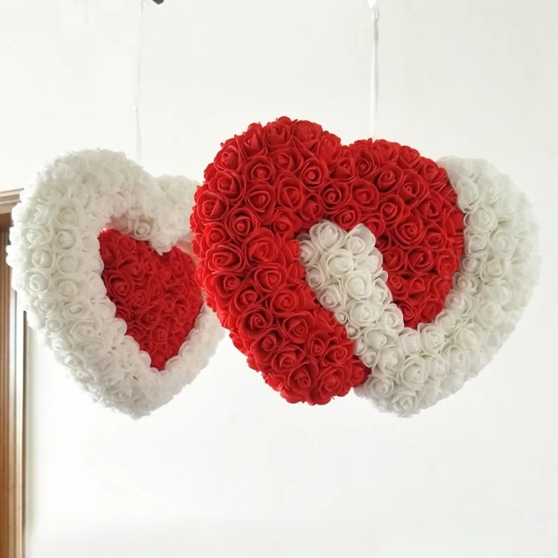 

new product roses artificial flower wall wedding decoration rose flower Heart-shaped pendant