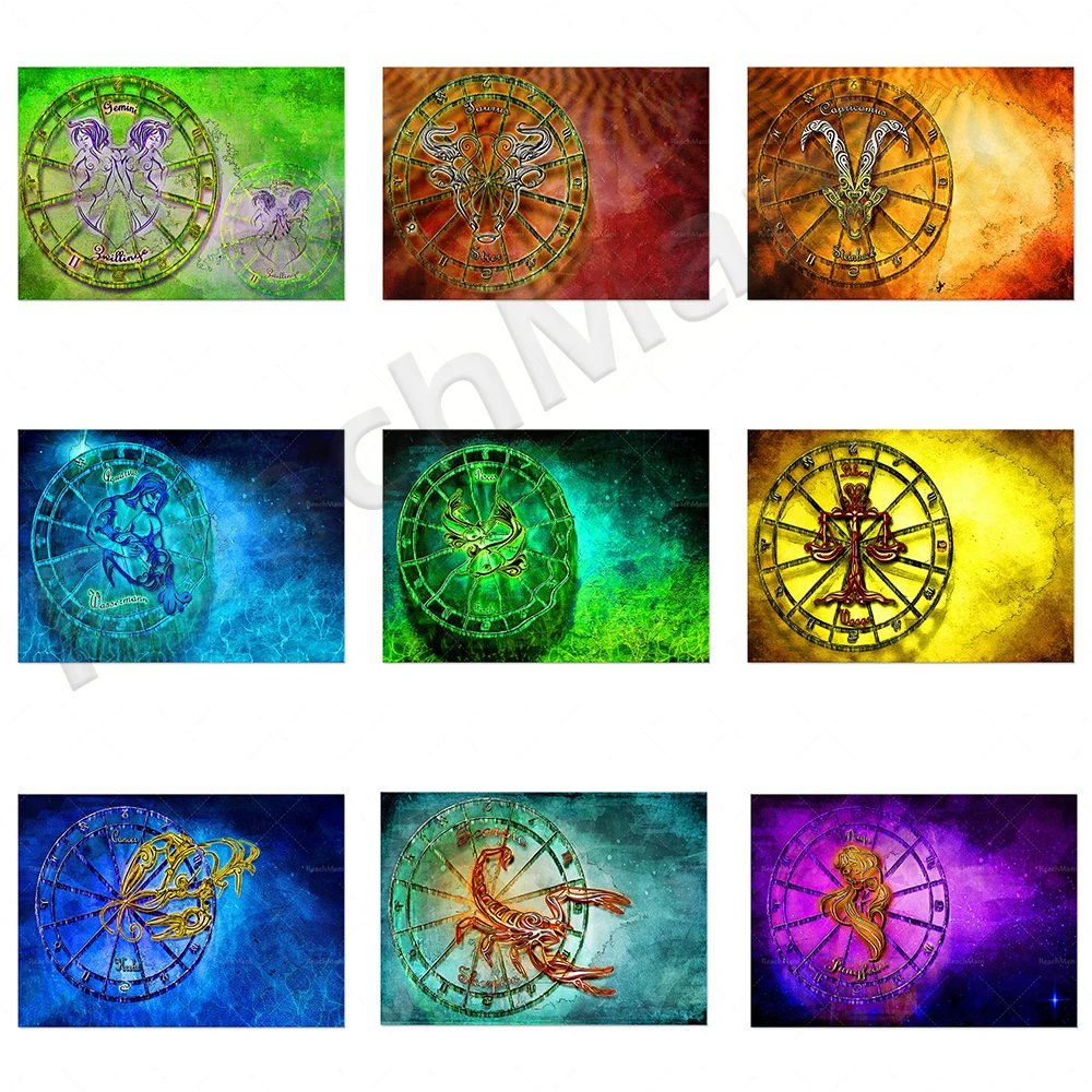 Zodiac Shrimp Crab Sheep Lion Astrology Art Print | Air Star Sign | Unique Gift Style Wall Decoration Poster Canvas