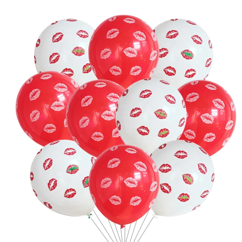 50/100pcs Red Lip Air Balloon 12inch latex red Balloon For Wedding Bride Tribe Shower Bachelorette Hen Party adult supplies